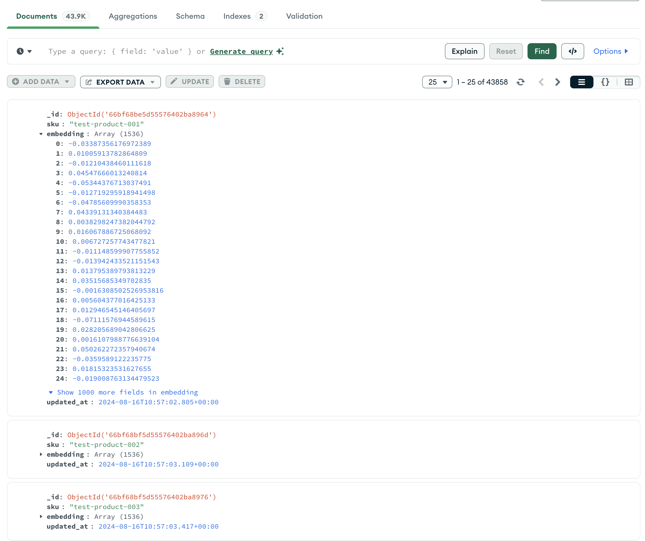 mongodb embeddings