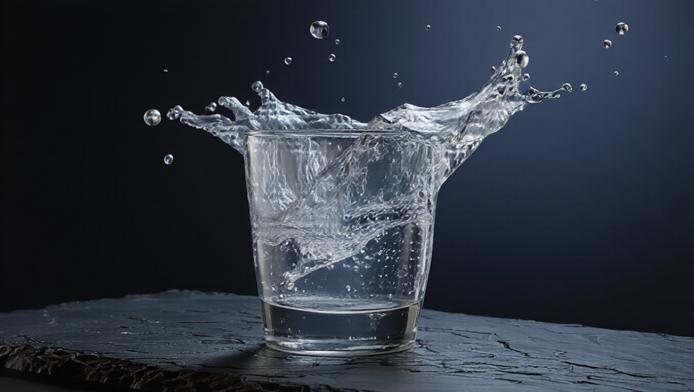The frozen glass seen from 45 degrees to the right